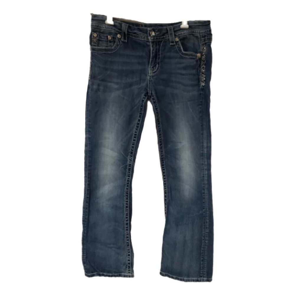 MISS ME Womens 30x31 Mid-Rise Easy Boot Low Rise Studded Rhinestones Jeans
